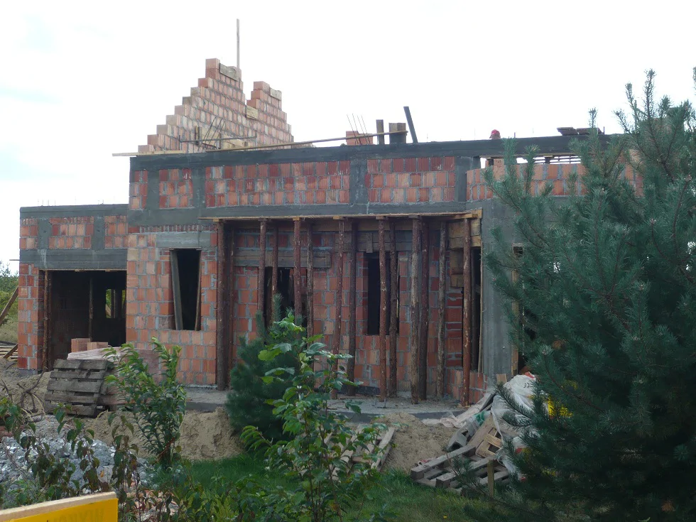 Budowa Domu jednorodzinnego, Stan surowy, elementy żelbetowe, ściany z porothermu